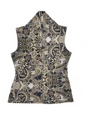 Jones Studio Multicolor Paisley Print Sleeveless Blouse Sz M Bohemian Casual